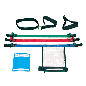 Cando 10-3231 Adjustable Exercise Band Kit - 4 Band - Yellow Red Green Blue