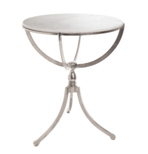 Deco Home Kensington Art Deco Nickel Round Table With Marble Top