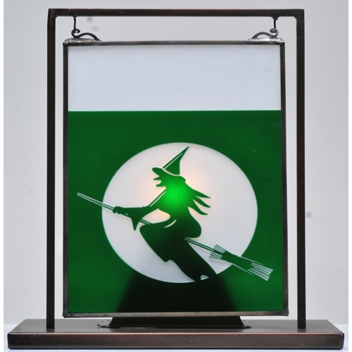 106244 Witch On Broom Etched Window Lamp
