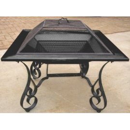 Oakland Living 8040-CC - Victoria 33 Inch Square Fire Pit With Grill - Black