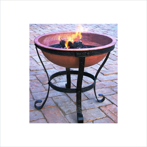 Oakland Living 8045-CP 20 Inch Copper Fire pit With Stand - Copper and Beach Sand