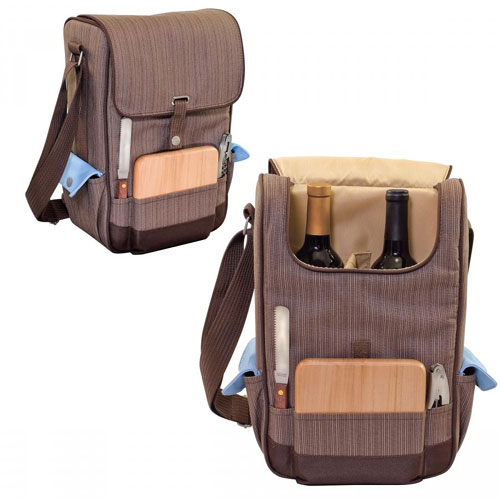 Picnic Time 622-04-111 Duet Driftwood 2 Bottle Wine and Cheese Tote with Accessories
