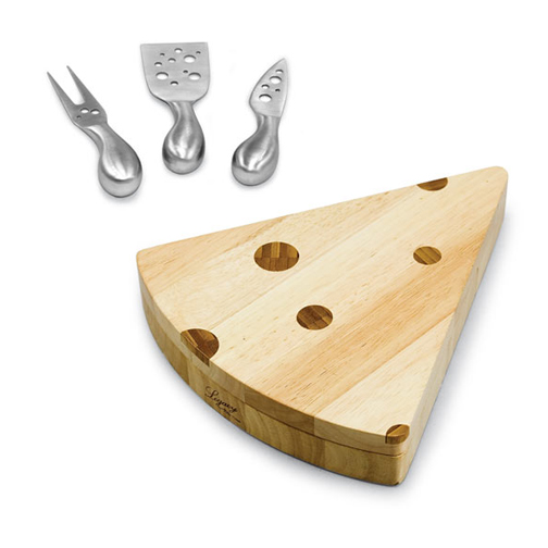 Picnic Time 85000505 Natural Wood Swiss Cheese Cutting Board with Tools