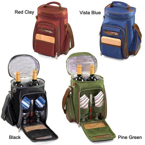 Picnic Time 634-66-516 Golf Cooler Backpack with Wine and Cheese Service for 2 in Pine Green