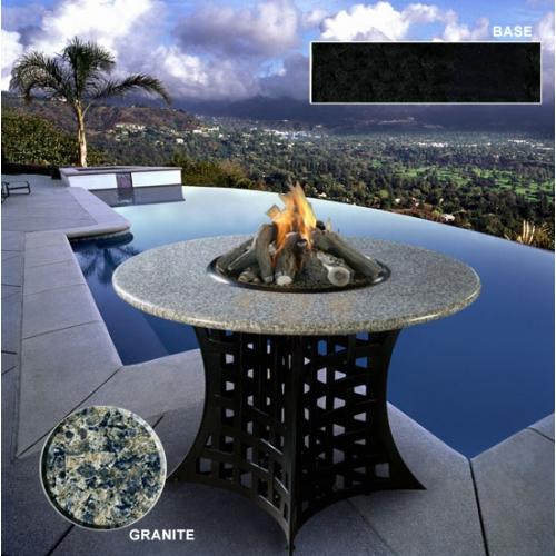 California Outdoor Concepts 401D-BK-FP-SEA LaCosta-Black-Fire Pit-Gas Logs-Sea Green Granite-Natural Gas