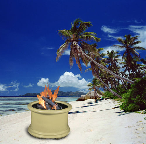 California Outdoor Concepts 725I-AD Island Series-Adobe-Fire Pit-Gas Logs-LP Gas