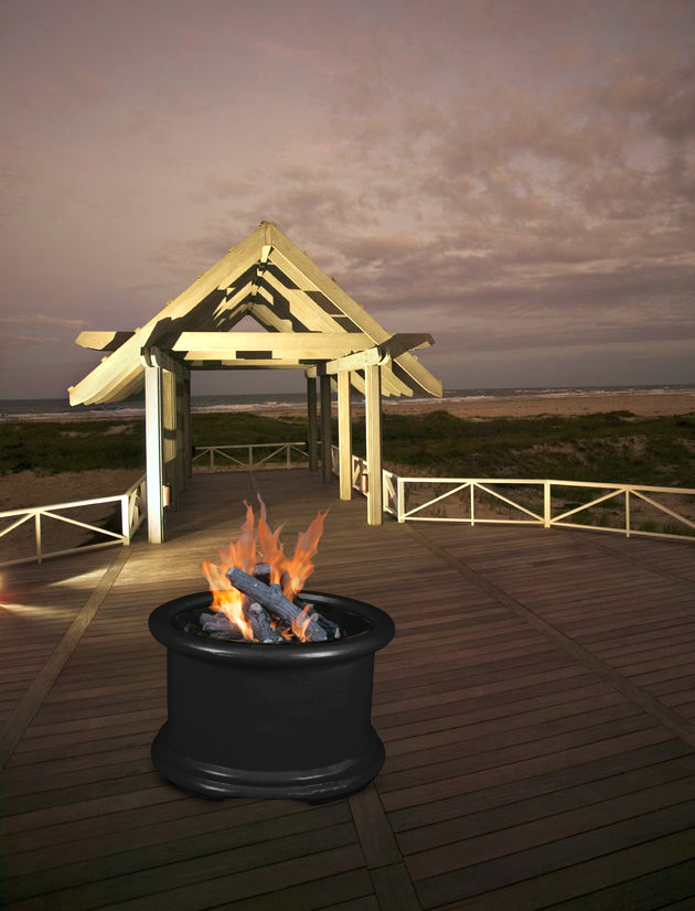 California Outdoor Concepts 725I-BK Island Series-Black-Fire Pit-Gas Logs-LP Gas