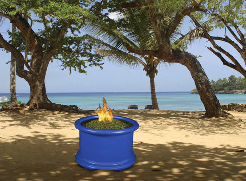 California Outdoor Concepts Bermuda Island Series-Blue-Fire Pit-Gas Logs-LP Gas