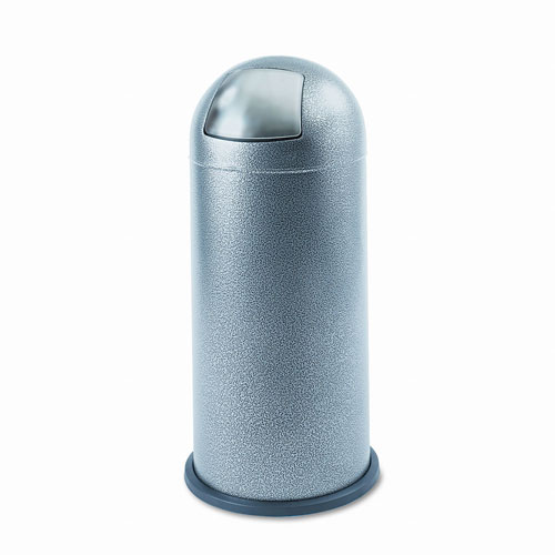 Safco 9675NC 15 Gallon Dome Top Push Door Receptacle in Black Speckle Safco 9675NC 15 Gallon Dome Top Push Door Receptacle in Black Speckle