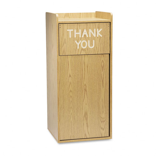 Safco 9729MO 36 Gallon Wood Waste Receptacle Tray Top in Medium Oak Safco 9729MO 36 Gallon Wood Waste Receptacle Tray Top in Medium Oak