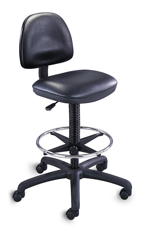 Safco 3406bl Precision Extended Height Vinyl Drafting Chair With Foot Ring In Black
