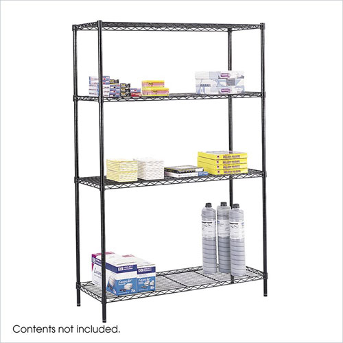 Safco 5241BL 18 x 48 Inch Wire Shelving Starter Unit in Black