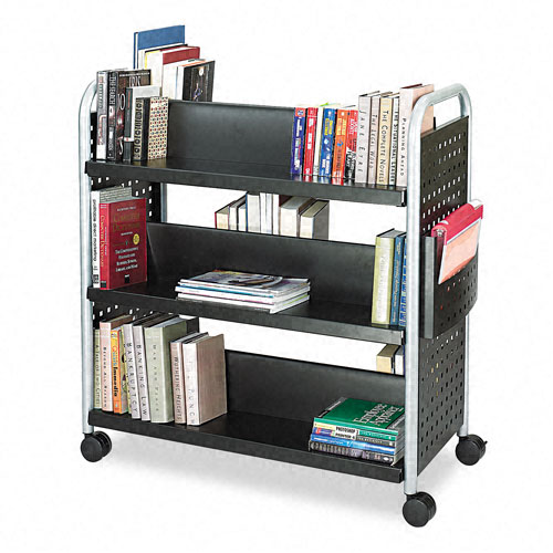 Safco 5335BL Scoot Double Sided 6-Shelf Book Cart in Black Safco 5335BL Scoot Double Sided 6-Shelf Book Cart in Black