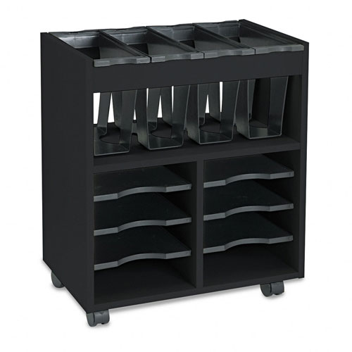 Safco 5390BL Go Cart File Cart with 8 Compartments in Black