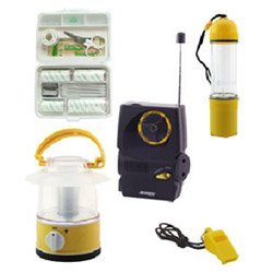 Jensen MR-515K Emergency Kit With Flashlight - Mini Lantern - First Aid Kit - Whistle And Public Alert Receiver With FM Auto Scan And Safety Siren