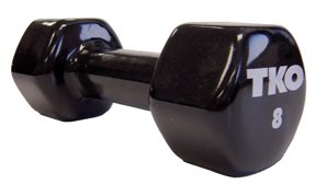 TKO 173VCD-BK-8 8lb Vinyl Coated Dumbbell With Tri-Grip Handle - Black