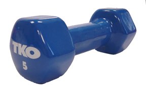 TKO 173VCD-DK-5 5lb Vinyl Coated Dumbbell With Tri-Grip Handle - Dark Blue