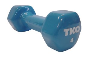 TKO 173VCD-LB-4 4lb Vinyl Coated Dumbbell With Tri-Grip Handle - Light Blue