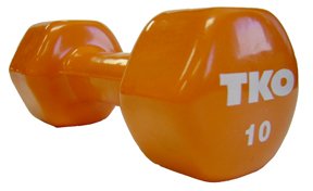 TKO 173VCD-OR-10 10lb Vinyl Coated Dumbbell With Tri-Grip Handle - Orange