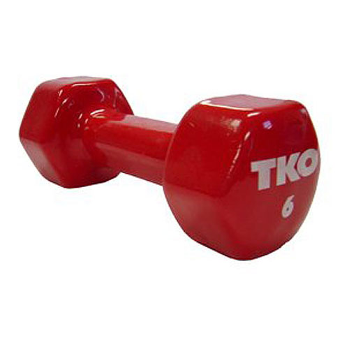 TKO 173VCD-RD-6 6lb Vinyl Coated Dumbbell With Tri-Grip Handle in Red