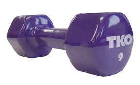 TKO 173VCD-VI-9 9lb Vinyl Coated Dumbbell With Tri-Grip Handle - Violet