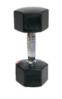 TKO 854RX-MC-100 SDS Rubber Encased HEX Dumbbell with 33mm Contour Handle - 100 Lbs - Black