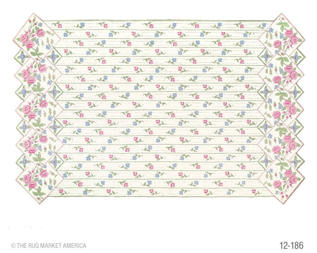 The Rug Market 12186C 1-BRITISH ROSES WHITE-PINK-BLUE 3.6X5.6