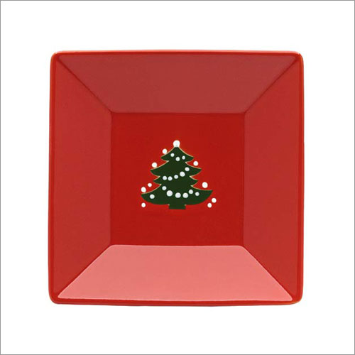 Waechtersbach 4127174070 7 x 7-Inch Christmas Tree Small Rimmed Square Plate