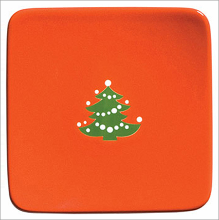 Waechtersbach 2223224070 8.25 x 8.25-Inch Christmas Tree Small Flat Square Plate