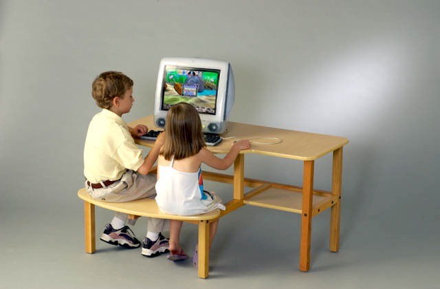 Wild Zoo Furniture B/D mpl/yel-wz Grade School Buddy Computer Desk in Maple with Yellow Trim Wild Zoo Furniture B/D mpl/yel-wz Grade School Buddy Computer Desk in Maple with Yellow Trim
