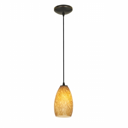 Accesslighting 28012-3c-orb-red Champagne A-19 Led Cord Red Glass Pendant, Oil Rubbed Bronze