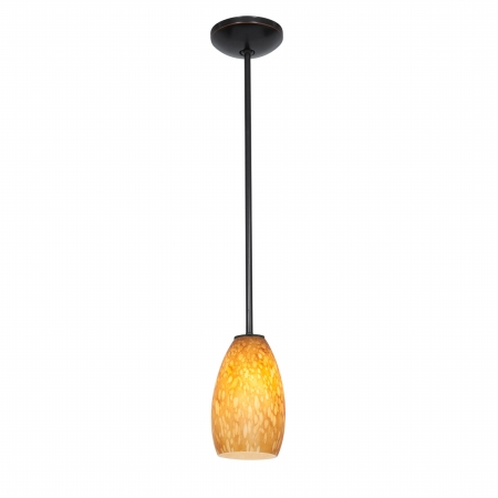 Accesslighting 28012-3r-orb-red Champagne A-19 Led Rod Red Glass Pendant, Oil Rubbed Bronze