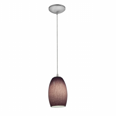 Chianti A-19 Led Cd Purple Cloud Glass Pendant, Brushed Steel