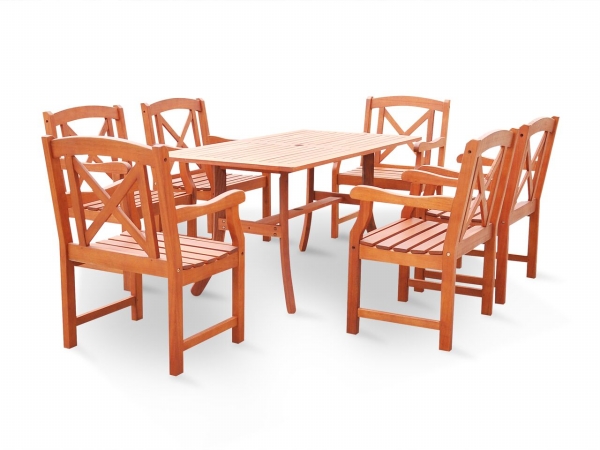 5-piece Wood Patio Dining Set With Armless Chairs - V98set46