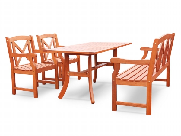 7-piece Wood Patio Dining Set With Armless Chairs - V98set47