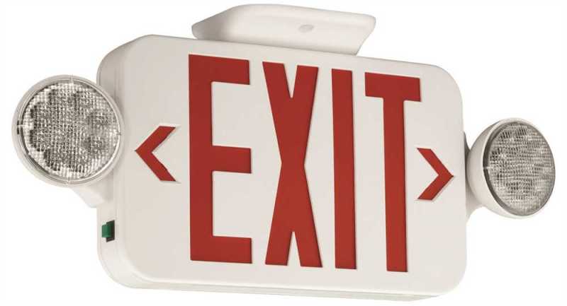 Ccr Red Letters, Damp Location Listed, Compass Led Combination Exit & Emergency Light, White