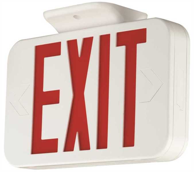 Cerrc Red Letters, White, Damp Location Listed, Remote Capacity, Compass Led Exit Sign With Nicad Battery