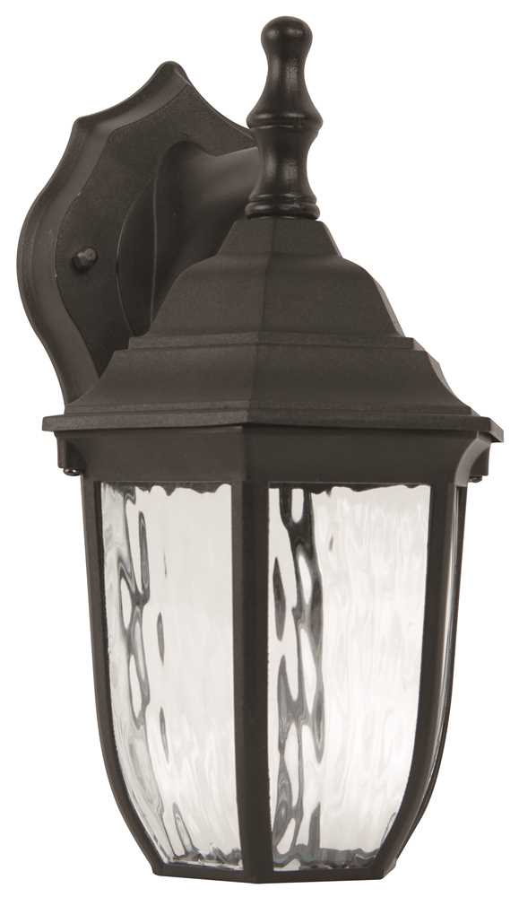 F9921-31 Clear Water Glass, 10.87 In., Uses 6 Watt Led Integrated Panel, Led Outdoor Lantern, Black