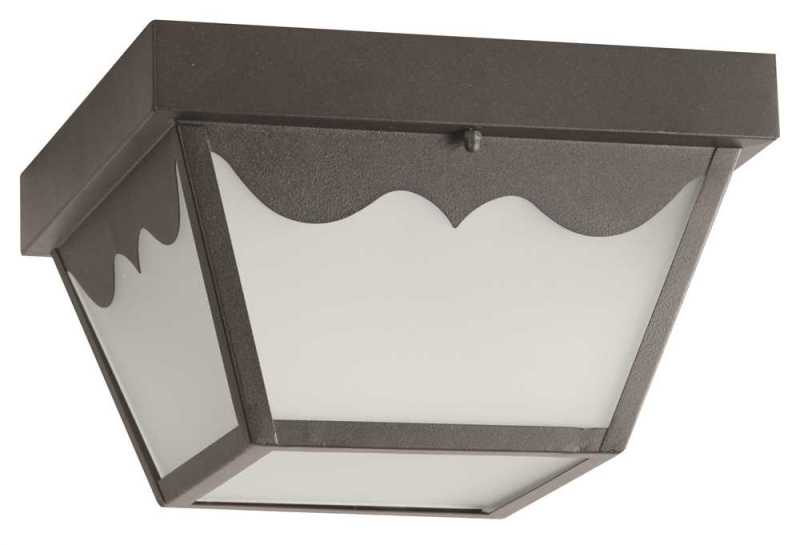 F9025-31 Frosted Glass, 9.87 In., Uses 12 Watt Led Integrated Panel, Led Exterior Square Ceiling Fixture, Black