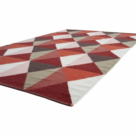 Jaipurrugs Rug130087 Flatweave Geometric Pattern Wool & Cotton Ritner Rectangle Area Rug, Red & Gray - 5 X 8 Ft.