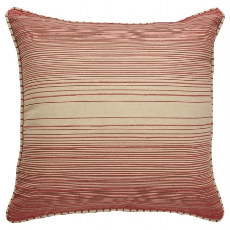 Jaipurrugs Plc101698 Stripes Pattern Cotton Charmed By Jennifer Adams Square Poly Pillow, Neutral & Red - 20 X 20 In.