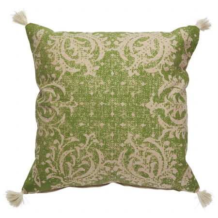 Jaipurrugs Plc101632 Medallion Pattern Cotton & Polyester Verdigris Square Poly Pillow, Green & Neutral - 22 X 22 In.