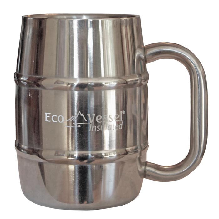 734081 Double Barrel Insulated Stainless Steel Mug, Black - 16 Oz