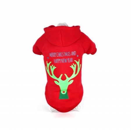 Led Lighting Christmas Reindeer Hooded Sweater Pet Costume, Medium