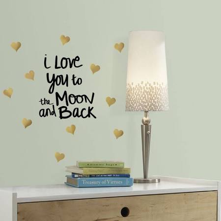 Sagebrush Rmk3166scs Love You To The Moon Quote Peel & Stick Wall Decals, Gold