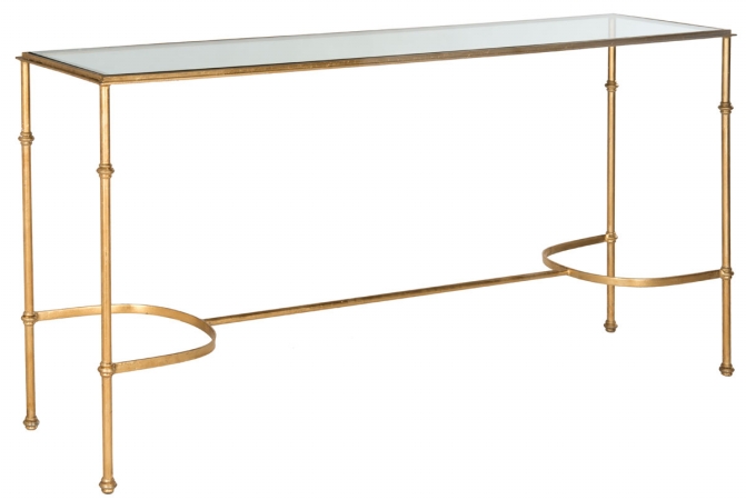 Fox2548a Lucielle Console Table, Gold & Tempered Glass Top - 32 X 16 X 63 In.