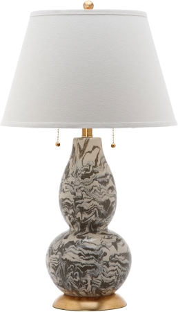 Lit4159c-set2 Color Swirls Glass Table Lamp, Grey & White - White Shade - 32 X 17 X 17 In.