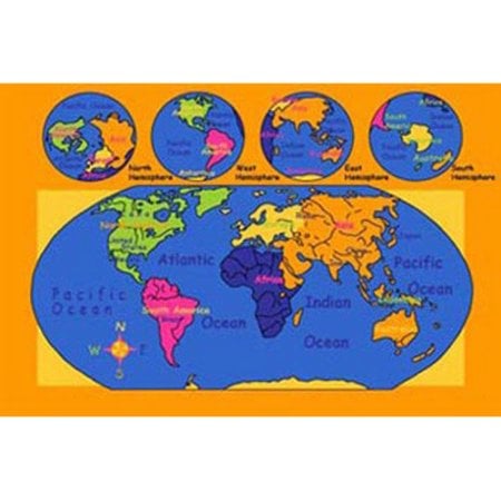Sa-world57 World Map Area Rug, 5 X 7 Ft.