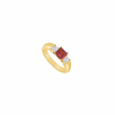 UPC 727272997219 product image for Three Stone Ruby & Diamond Ring 14K Yellow Gold, 0.33 CT - Size 7.5 | upcitemdb.com