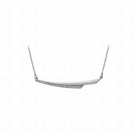 Natural Diamonds Linear Style Necklace In 14k White Gold